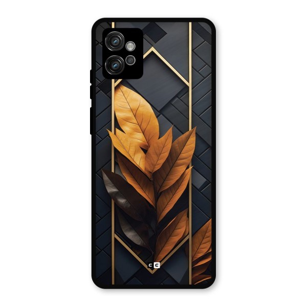 Golden Leaf Pattern Metal Back Case for Moto G32