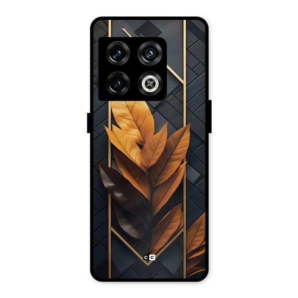 Golden Leaf Pattern Metal Back Case for OnePlus 10 Pro 5G