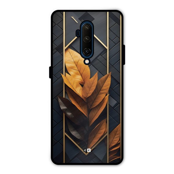 Golden Leaf Pattern Metal Back Case for OnePlus 7T Pro