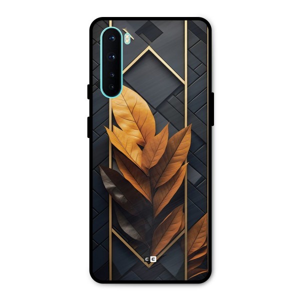 Golden Leaf Pattern Metal Back Case for OnePlus Nord