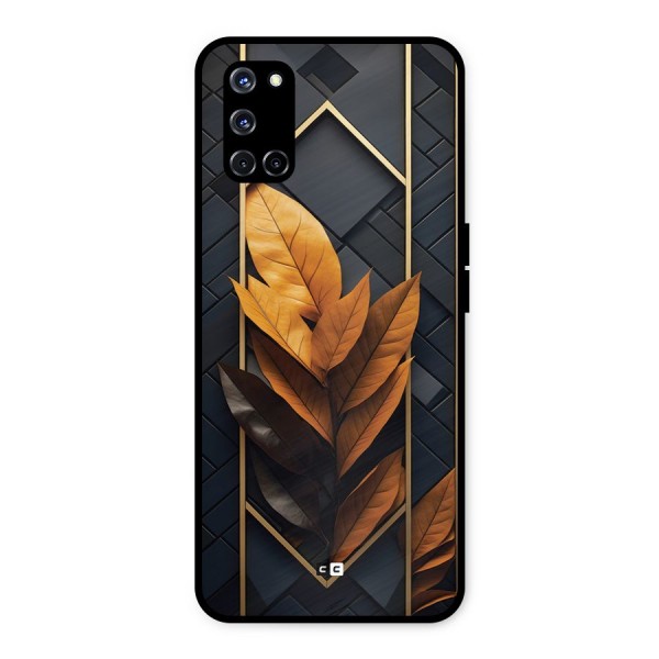 Golden Leaf Pattern Metal Back Case for Oppo A52