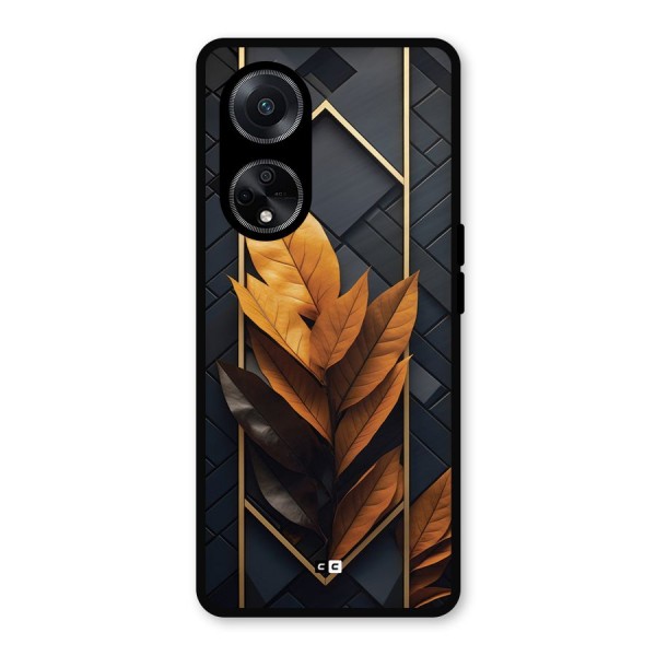 Golden Leaf Pattern Metal Back Case for Oppo F23