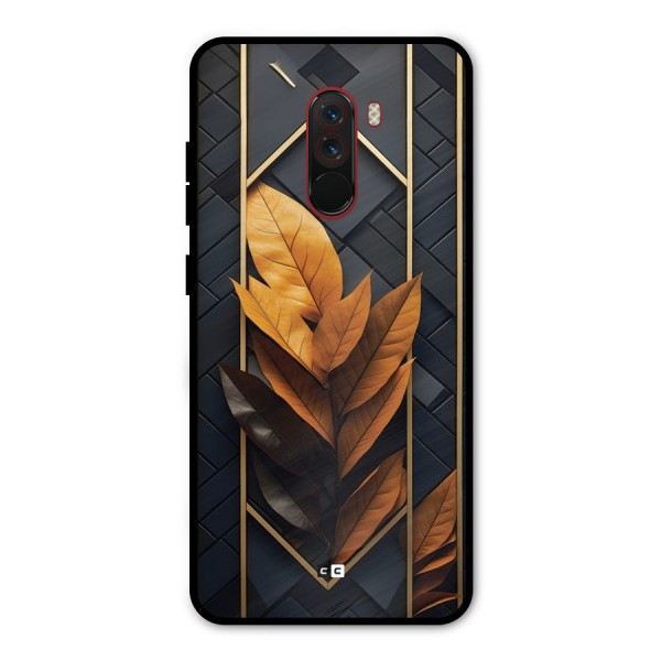 Golden Leaf Pattern Metal Back Case for Poco F1