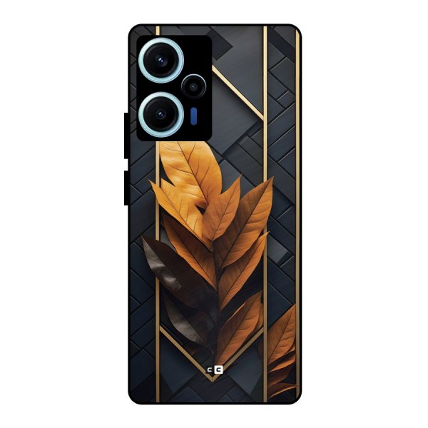 Golden Leaf Pattern Metal Back Case for Poco F5