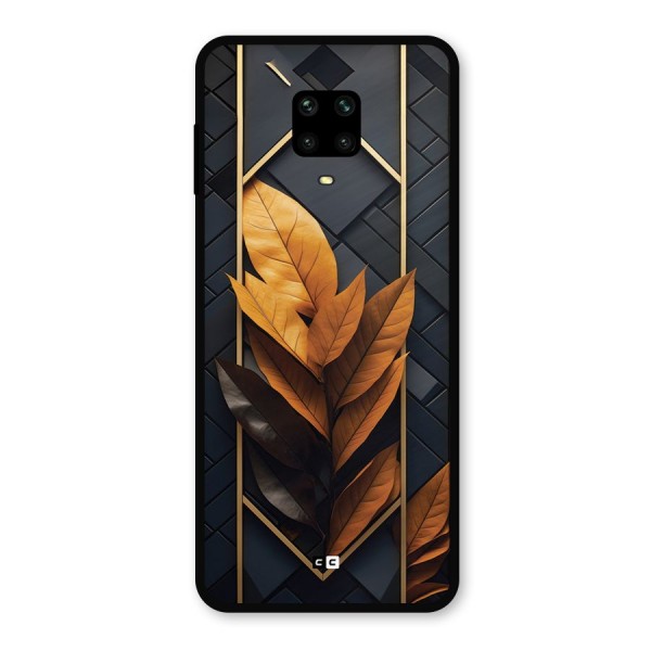 Golden Leaf Pattern Metal Back Case for Poco M2