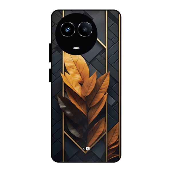 Golden Leaf Pattern Metal Back Case for Realme 11 5G