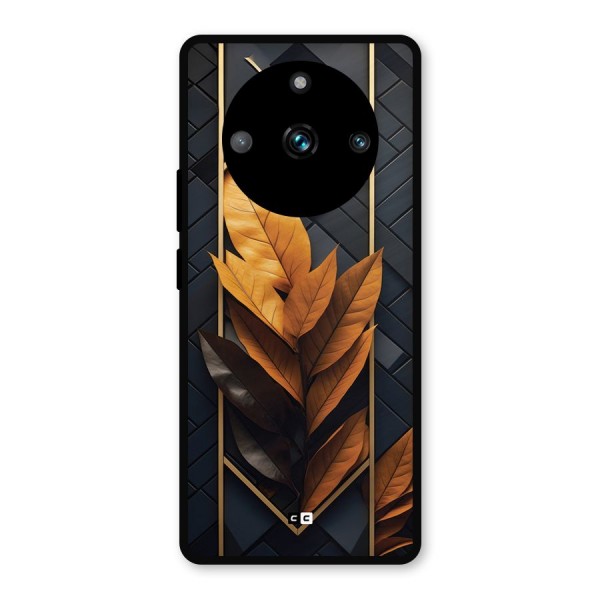 Golden Leaf Pattern Metal Back Case for Realme 11 Pro