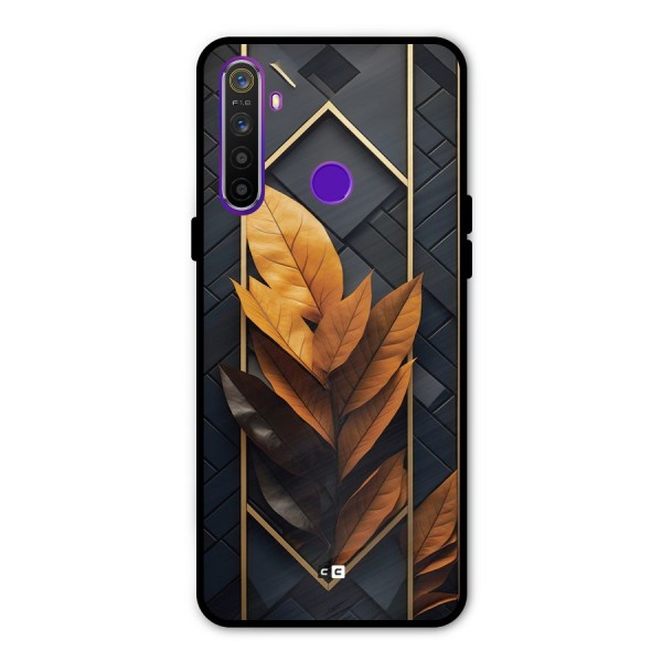 Golden Leaf Pattern Metal Back Case for Realme 5i