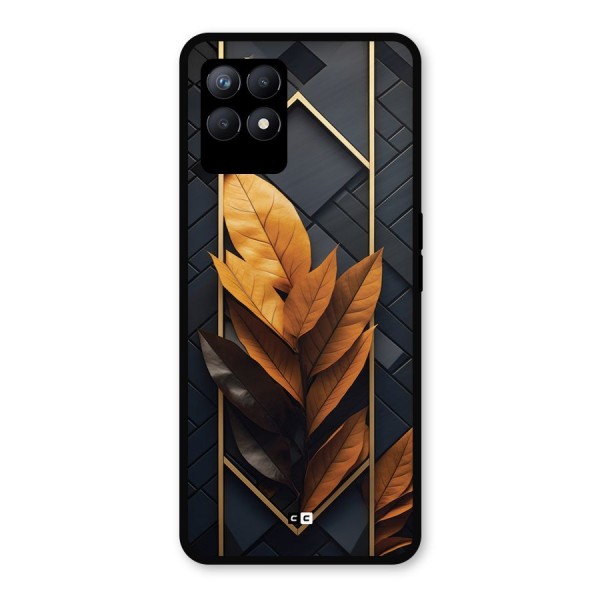 Golden Leaf Pattern Metal Back Case for Realme 8i