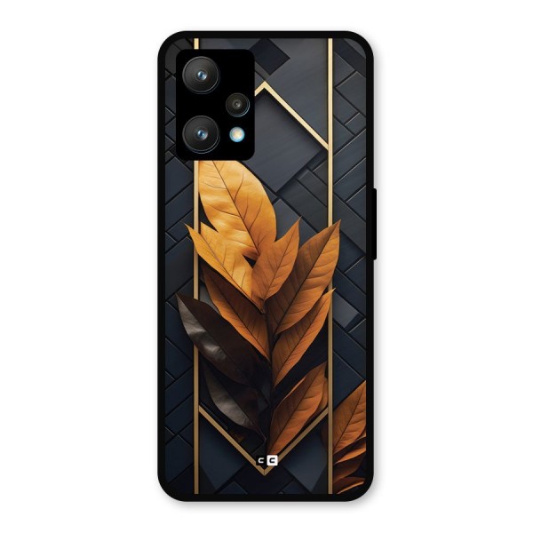 Golden Leaf Pattern Metal Back Case for Realme 9