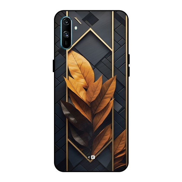 Golden Leaf Pattern Metal Back Case for Realme C3