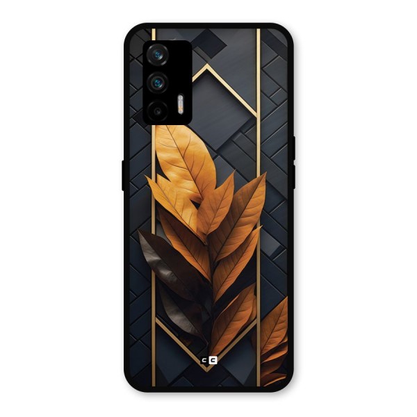 Golden Leaf Pattern Metal Back Case for Realme GT 5G