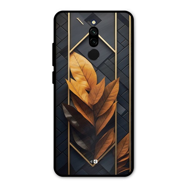 Golden Leaf Pattern Metal Back Case for Redmi 8