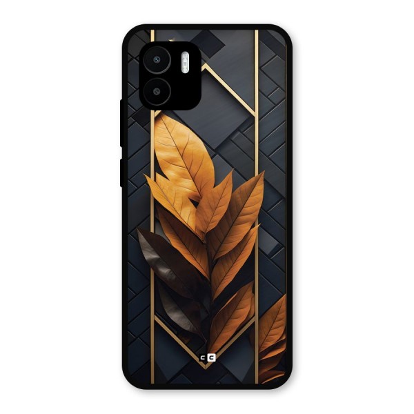 Golden Leaf Pattern Metal Back Case for Redmi A2