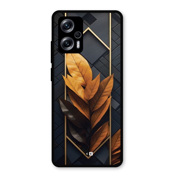 Golden Leaf Pattern Metal Back Case for Redmi K50i