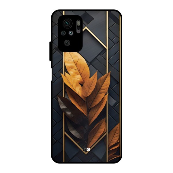 Golden Leaf Pattern Metal Back Case for Redmi Note 10S