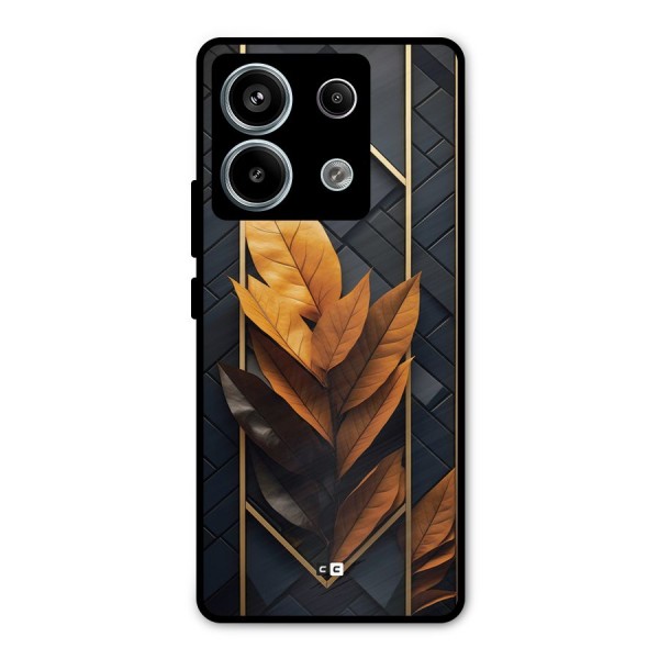 Golden Leaf Pattern Metal Back Case for Redmi Note 13 Pro 5G