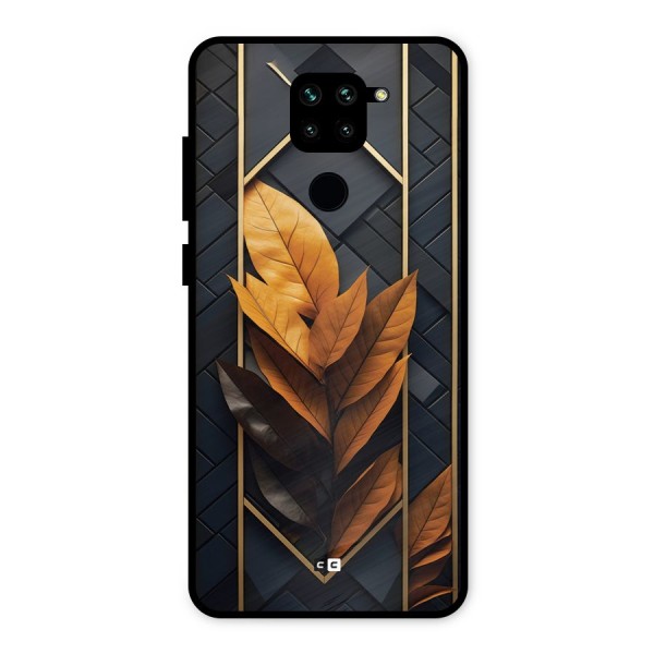 Golden Leaf Pattern Metal Back Case for Redmi Note 9