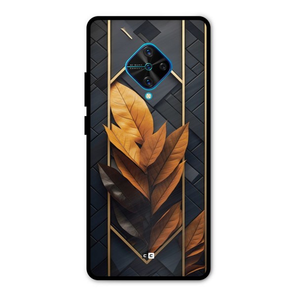 Golden Leaf Pattern Metal Back Case for Vivo S1 Pro