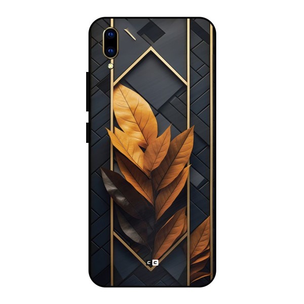 Golden Leaf Pattern Metal Back Case for Vivo V11 Pro