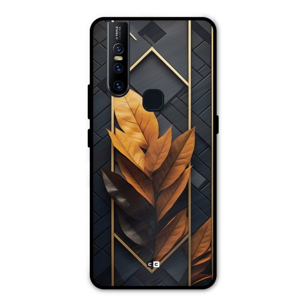 Golden Leaf Pattern Metal Back Case for Vivo V15