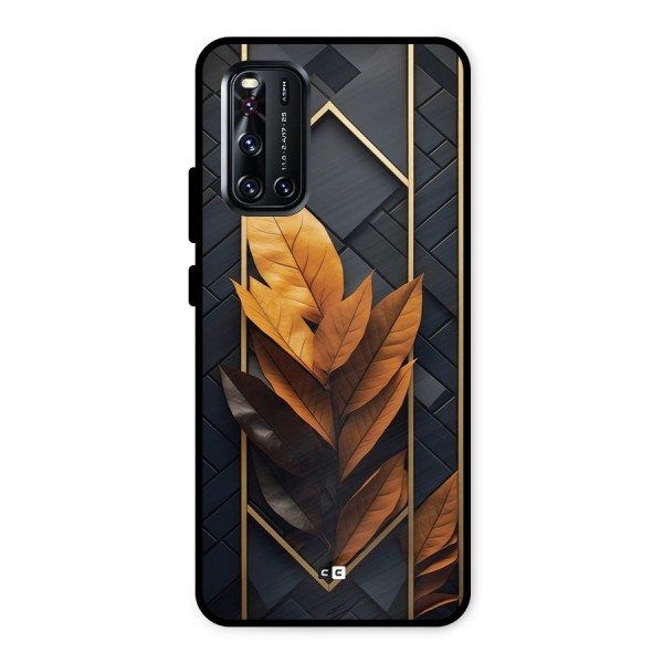 Golden Leaf Pattern Metal Back Case for Vivo V19