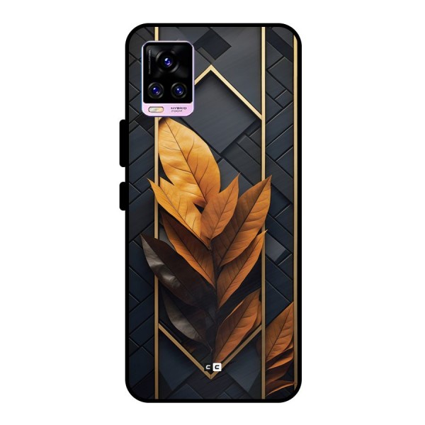 Golden Leaf Pattern Metal Back Case for Vivo V20 Pro