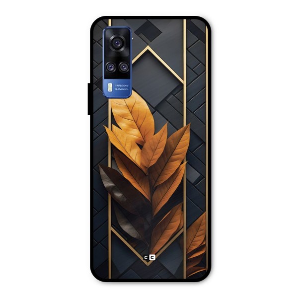 Golden Leaf Pattern Metal Back Case for Vivo Y31