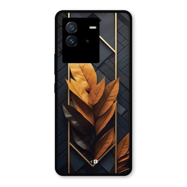 Golden Leaf Pattern Metal Back Case for iQOO Neo 6 5G