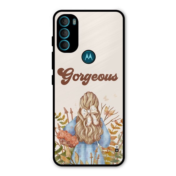 Gorgeous Girl Metal Back Case for Moto G71 5G