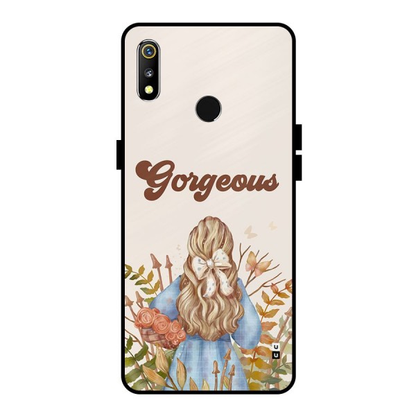 Gorgeous Girl Metal Back Case for Realme 3