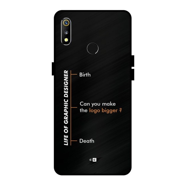 Graphic Designer Life Metal Back Case for Realme 3