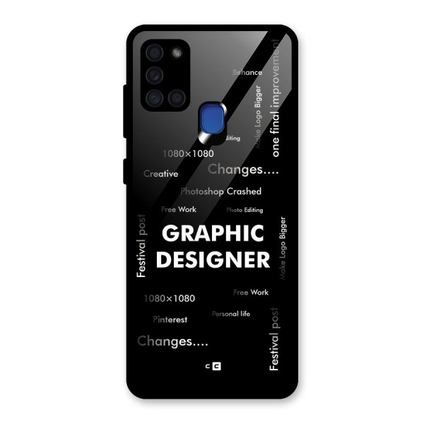 Graphic Designer Struggles Glass Back Case for Galaxy A21s