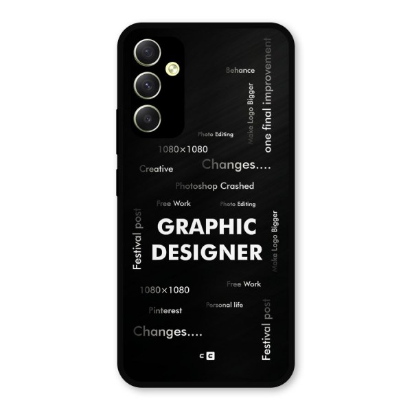 Graphic Designer Struggles Metal Back Case for Galaxy A34