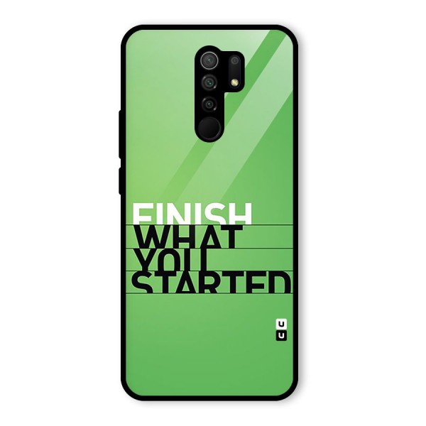 Green Finish Glass Back Case for Redmi 9 Prime