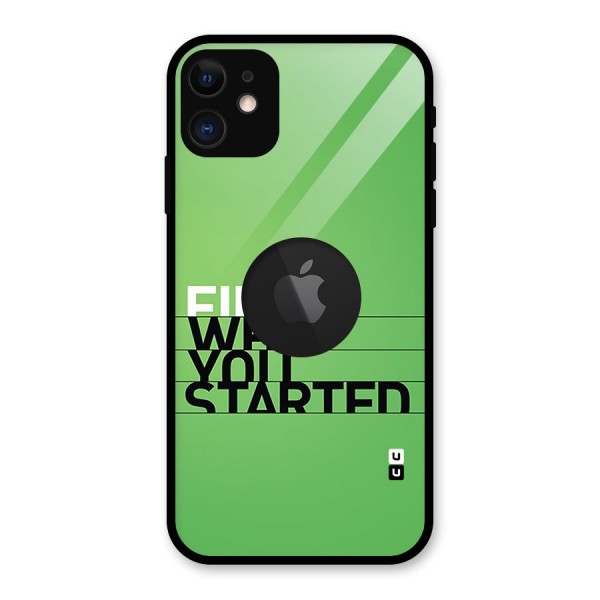 Green Finish Glass Back Case for iPhone 11 Logo Cut