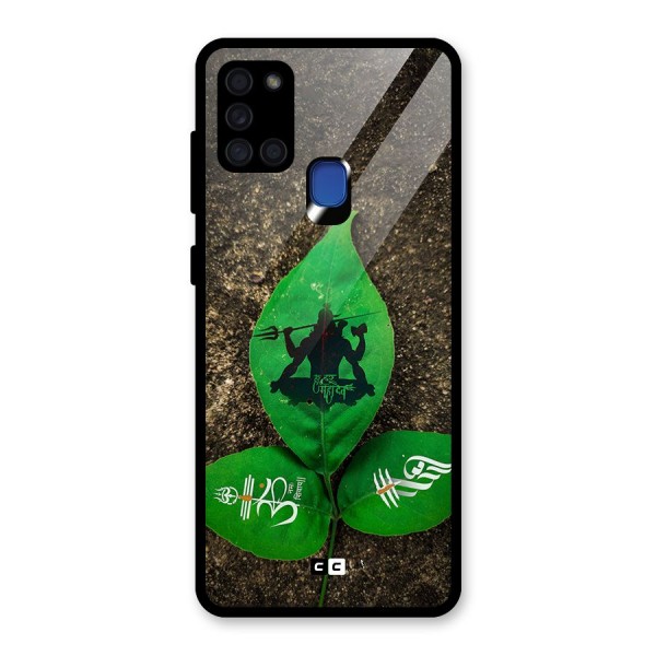 Green Leaf Shiva Glass Back Case for Galaxy A21s