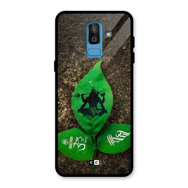 Green Leaf Shiva Glass Back Case for Galaxy J8