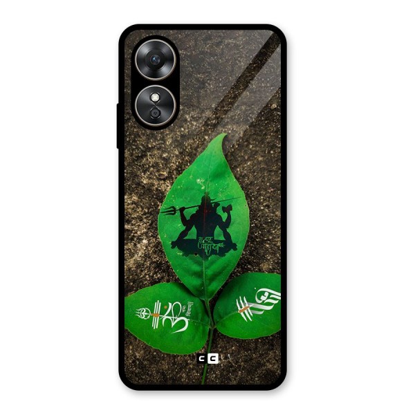 Green Leaf Shiva Glass Back Case for Oppo A17