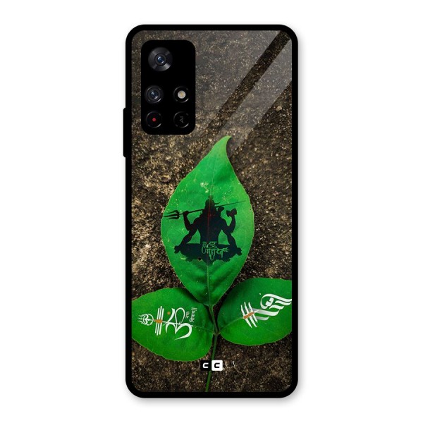 Green Leaf Shiva Glass Back Case for Redmi Note 11T 5G