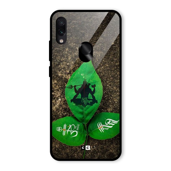 Green Leaf Shiva Glass Back Case for Redmi Note 7