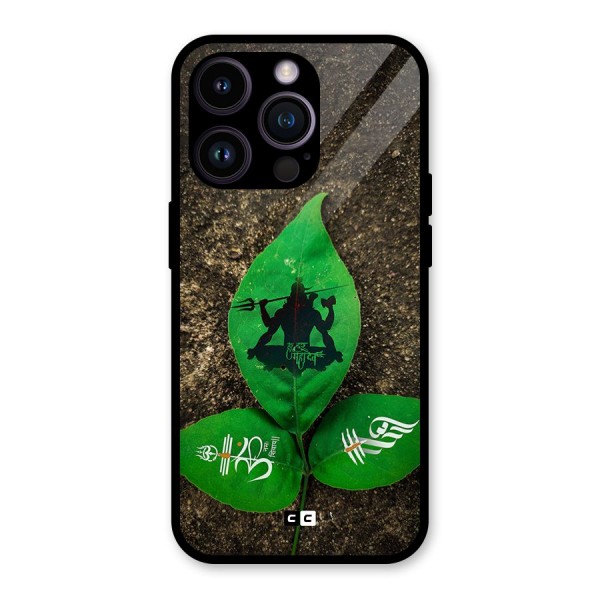 Green Leaf Shiva Glass Back Case for iPhone 14 Pro