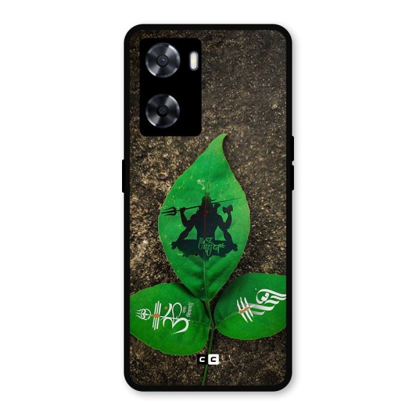 Green Leaf Shiva Metal Back Case for Oppo A57 2022