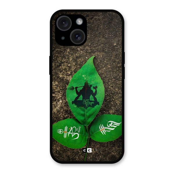 Green Leaf Shiva Metal Back Case for iPhone 15