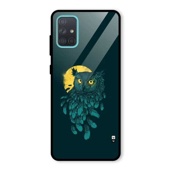 Green Owl Glass Back Case for Galaxy A71