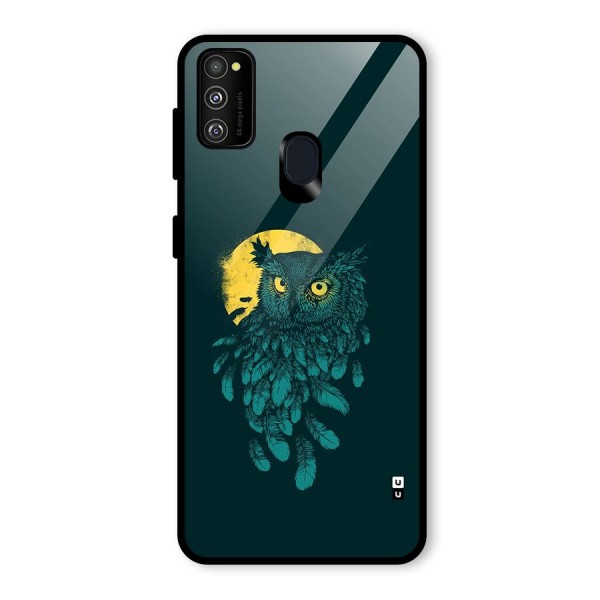 Green Owl Glass Back Case for Galaxy M30s