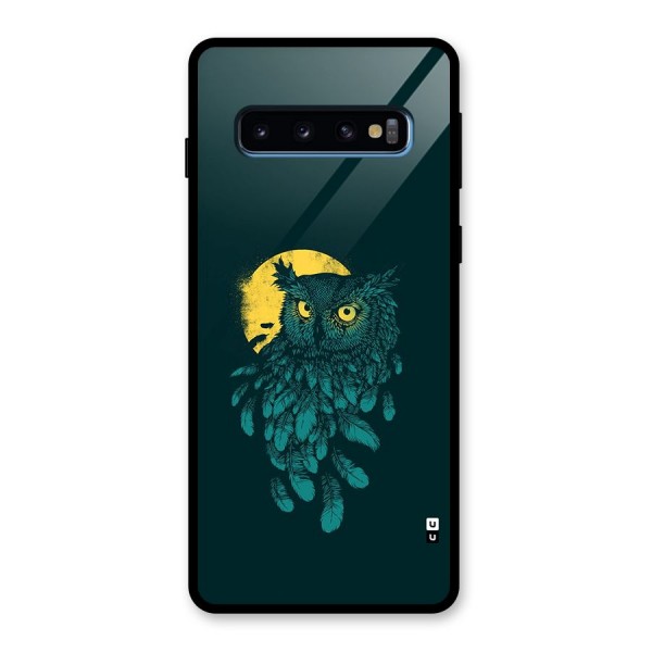 Green Owl Glass Back Case for Galaxy S10