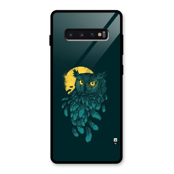 Green Owl Glass Back Case for Galaxy S10 Plus