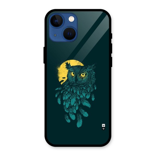 Green Owl Glass Back Case for iPhone 13 Mini