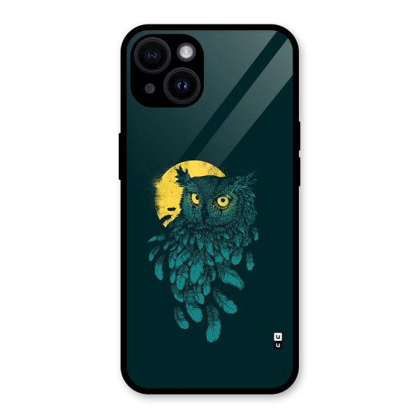 Green Owl Glass Back Case for iPhone 14